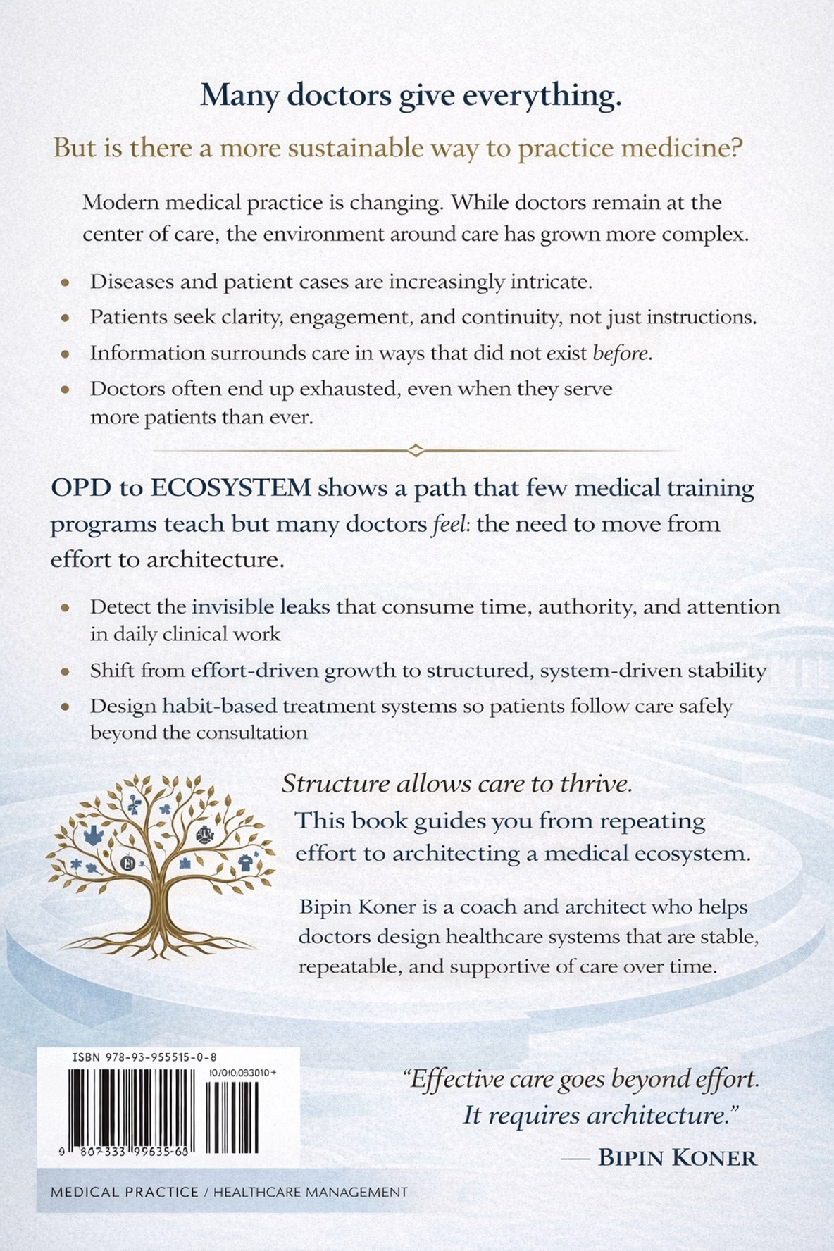OPD to Ecosystem back cover -- book description and author bio for Bipin Koner